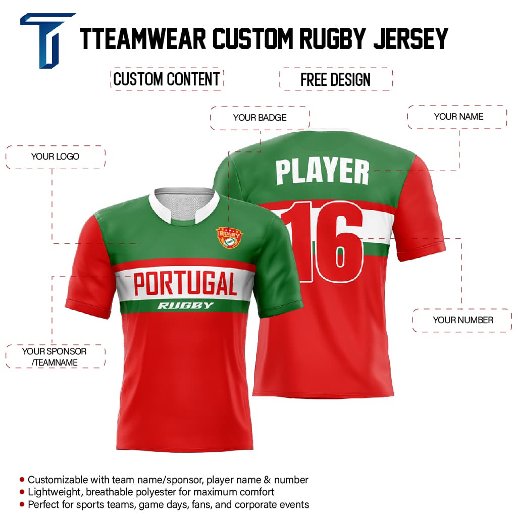 Custom Portugal Pro Match Rugby Jersey