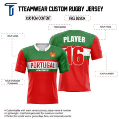 Custom Portugal Pro Match Rugby Jersey