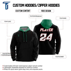 Custom Black Green Loose-Fit Mexico Pullover Hoodie Sweatshirt