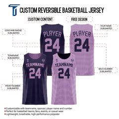Eggplant-Periwinkle Custom Reversible Basketball Jersey