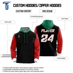 Custom Colorblock Red Loose-Fit Mexico Pullover Hoodie Sweatshirt