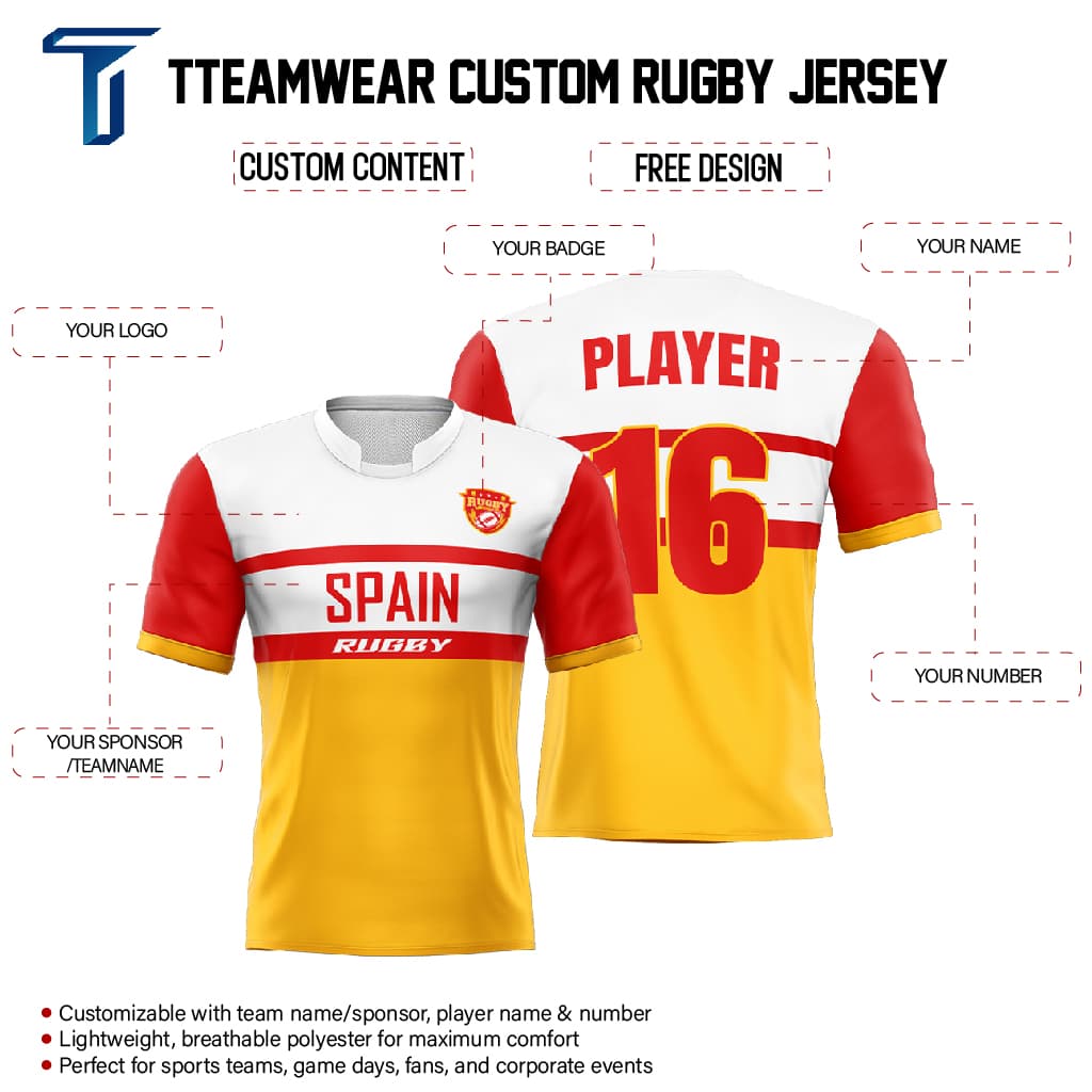 Custom Spain Pro Match Rugby Jersey