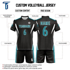 Custom Black Strike Men's Volleyball Jersey Set