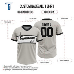 Custom Grey White Colorblock Authentic V Neck Throwback Baseball Jersey