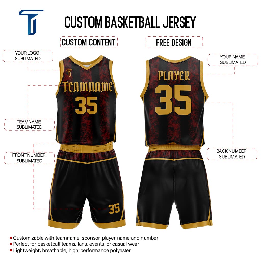 Custom Lava Adult Youth Basketball Jersey Set