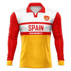 Custom Spain Long Sleeve Rugby Social Jersey
