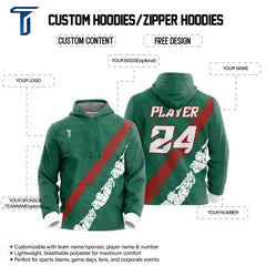 Custom Green Red-White Loose-Fit Mexico Pullover Hoodie Sweatshirt