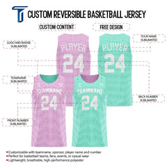 Blush-Teal Custom Reversible Basketball Jersey