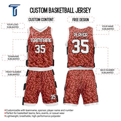 Custom Red Camo Adult Youth Basketball Jersey Set