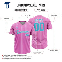 Custom Purple White Pinstripes Authentic V Neck Throwback Baseball Jersey