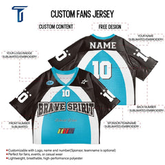 Custom Brave Spirit Oversized Football Jersey Street Fashion T-shirt