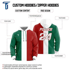Custom Mexico Flag Loose-Fit Pullover Hoodie Sweatshirt