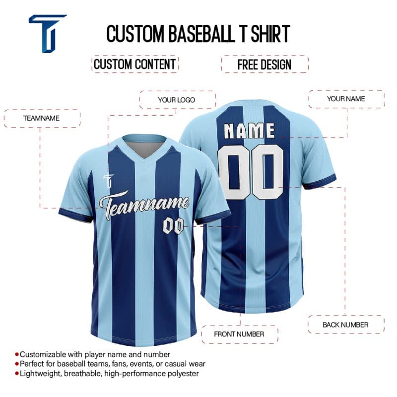 Custom Navy Blue Stripes Authentic V Neck Throwback Baseball Jersey