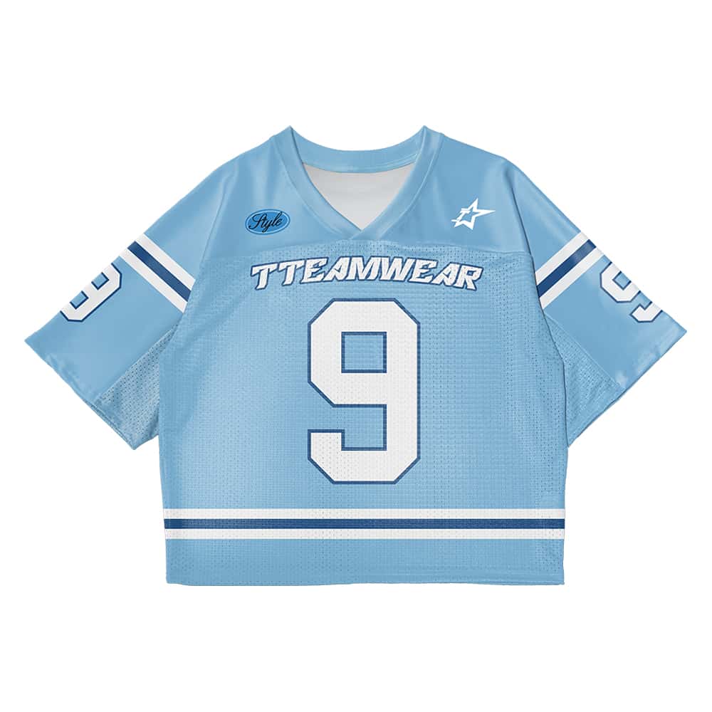 Custom Navy Blue Band Oversized Football Jersey Street Fashion T-shirt