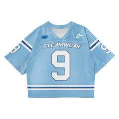 Custom Navy Blue Band Oversized Football Jersey Street Fashion T-shirt