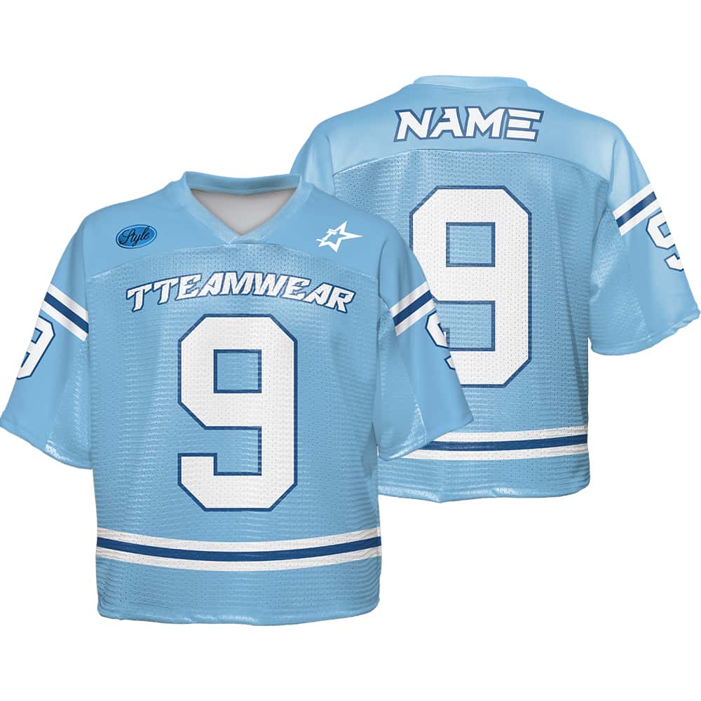 Custom Navy Blue Band Oversized Football Jersey Street Fashion T-shirt