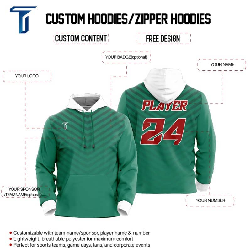 Custom Green Chevron Loose-Fit Mexico Pullover Hoodie Sweatshirt