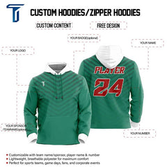 Custom Green Chevron Loose-Fit Mexico Pullover Hoodie Sweatshirt