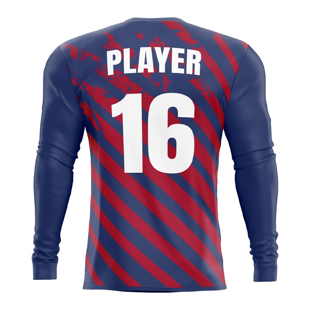 Custom Plum Red Stripe Long Sleeve Rugby Social Jersey