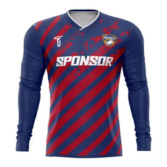 Custom Plum Red Stripe Long Sleeve Rugby Social Jersey