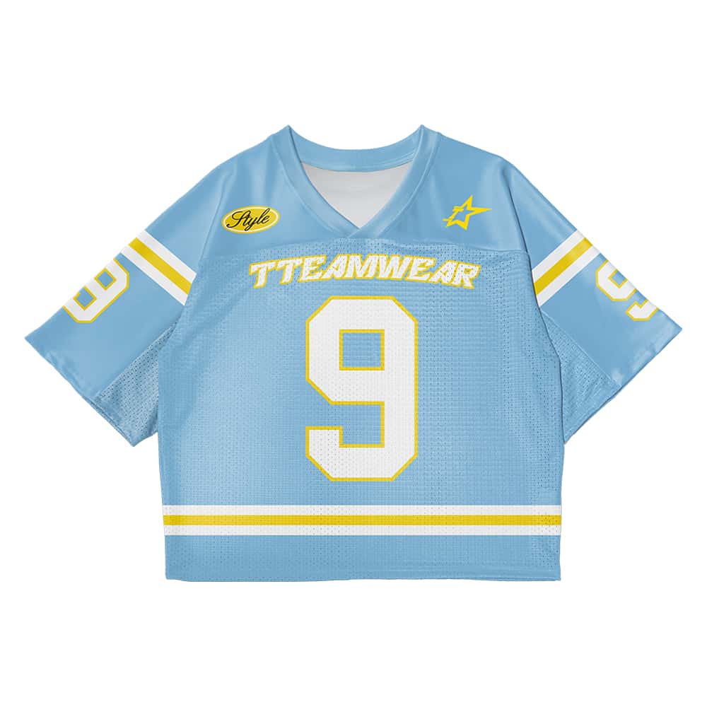 Custom Lemon Yellow Band Oversized Football Jersey Street Fashion T-shirt