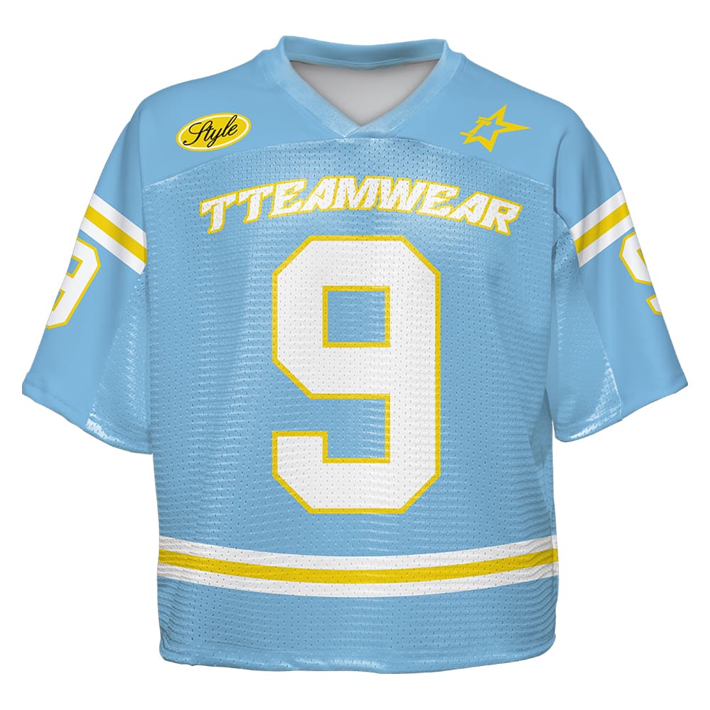 Custom Lemon Yellow Band Oversized Football Jersey Street Fashion T-shirt