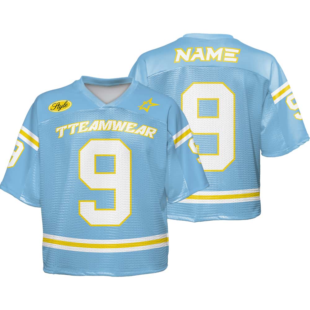 Custom Lemon Yellow Band Oversized Football Jersey Street Fashion T-shirt