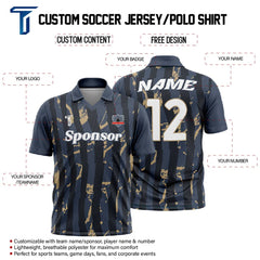 Custom Team Black Gold Adult Youth Polo Shirt