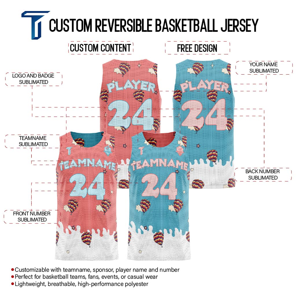 Hot Air Balloon Custom Reversible Basketball Jersey