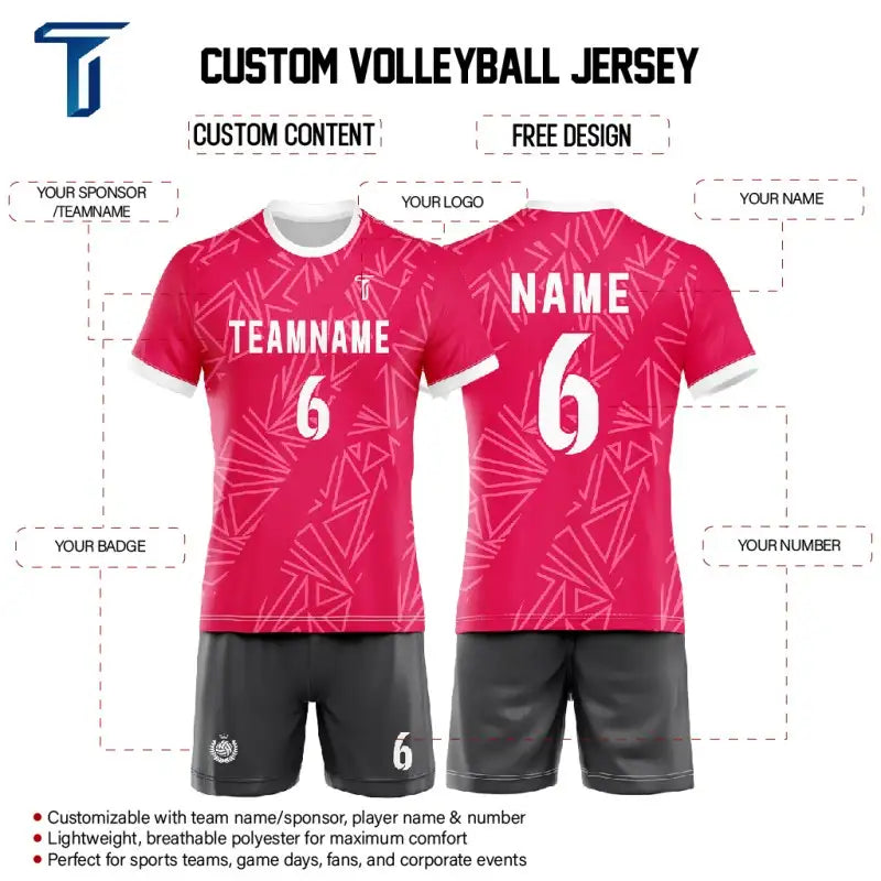 Custom Rose Radial Men's Volleyball Jersey Set