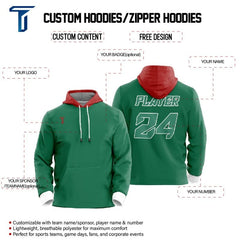 Custom Green Red Loose-Fit Mexico Pullover Hoodie Sweatshirt