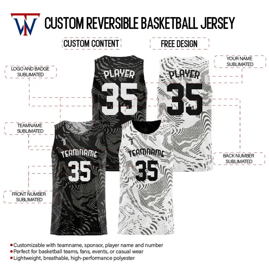 Zebra Custom Reversible Basketball Jersey