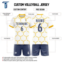 Custom Orange Hexagon Men's Volleyball Jersey Set