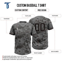 Custom Camo Pinstripes Authentic V Neck Throwback Baseball Jersey