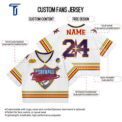 Custom Gold Athletic Oversized Football Jersey Retro Street Fashion T-shirt