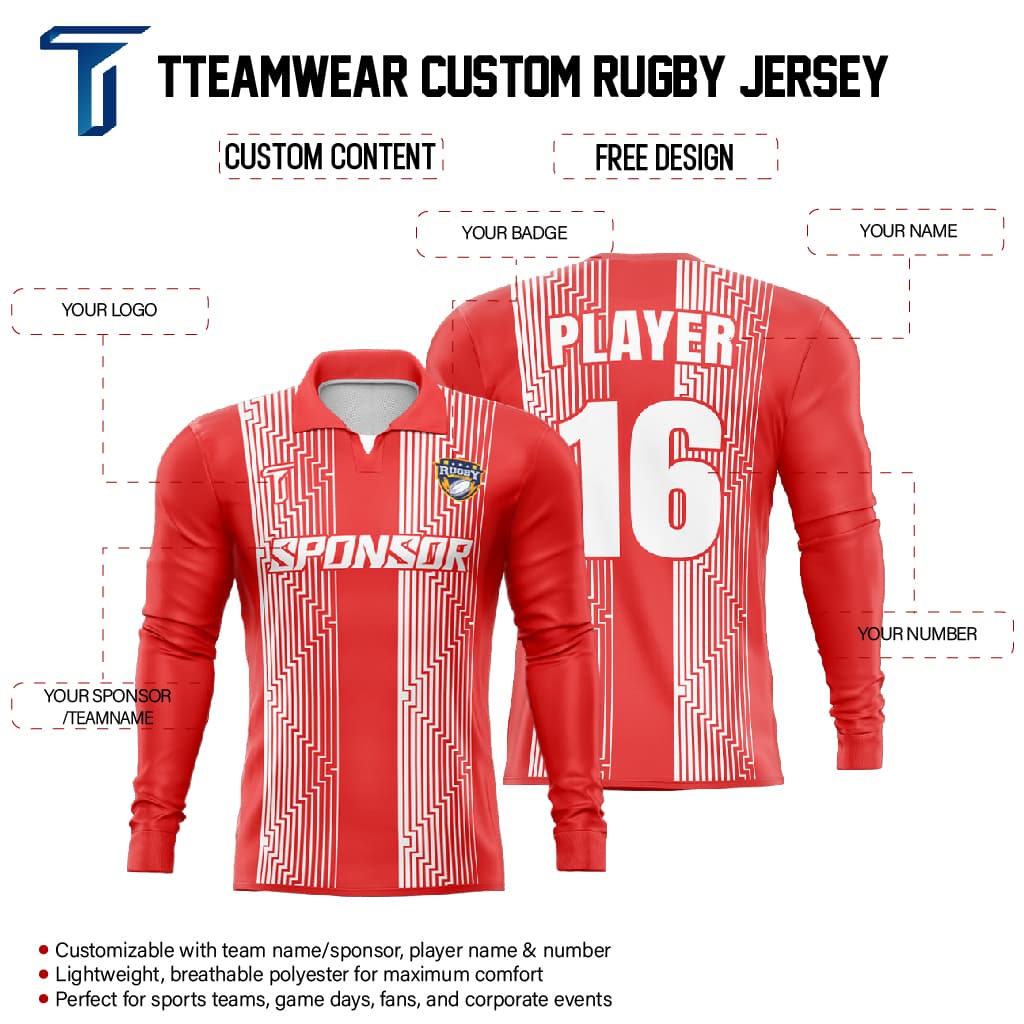 Custom Blaze Long Sleeve Rugby Social Jersey