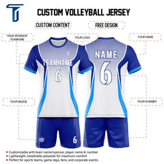 Custom Blue Gradient Armor Men's Volleyball Jersey Set