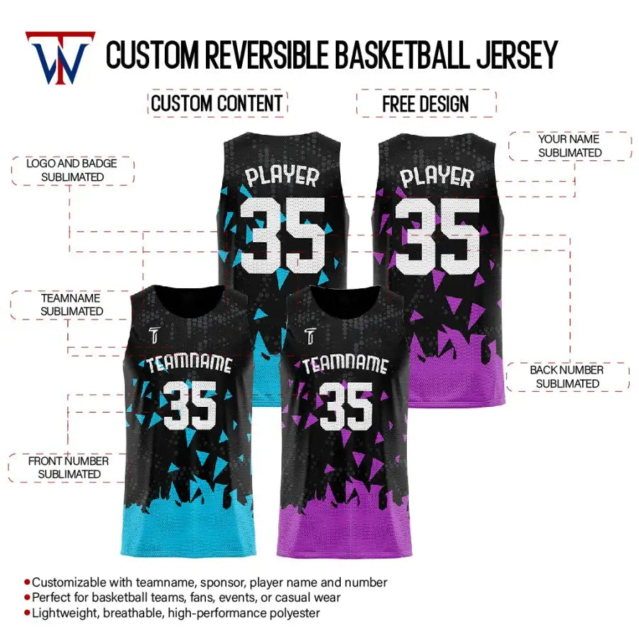 tteamwear custom youth reversible jersey