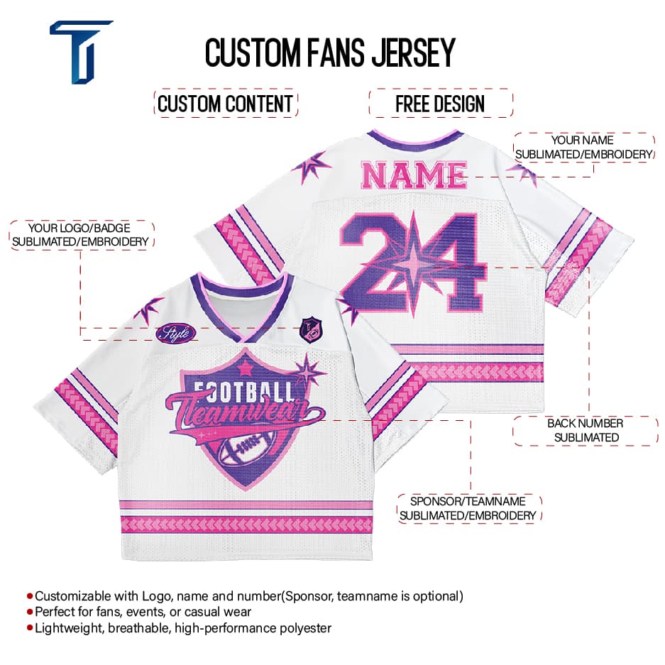 Custom Pink Athletic Oversized Football Jersey Retro Street Fashion T-shirt