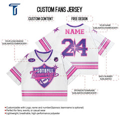 Custom Pink Athletic Oversized Football Jersey Retro Street Fashion T-shirt