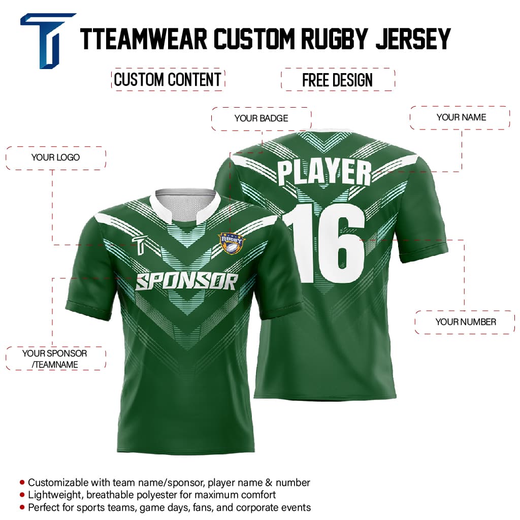 Custom Emerald Pro Match Rugby Jersey