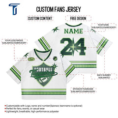 Custom Green Athletic Oversized Football Jersey Retro Street Fashion T-shirt