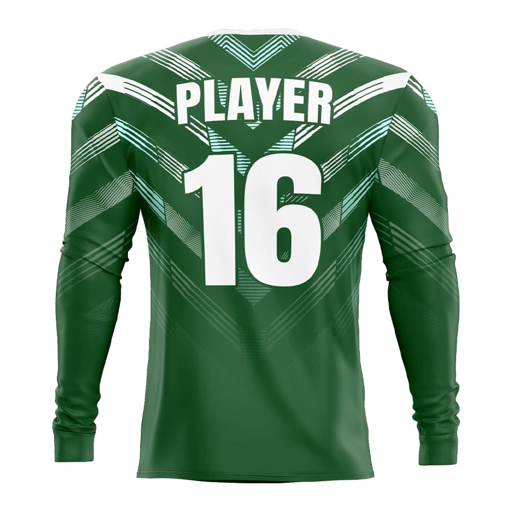 Custom Emerald Long Sleeve Rugby Social Jersey