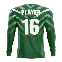 Custom Emerald Long Sleeve Rugby Social Jersey