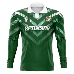 Custom Emerald Long Sleeve Rugby Social Jersey