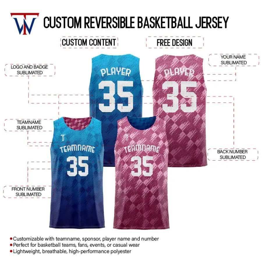 tteamwear custom youth reversible jersey