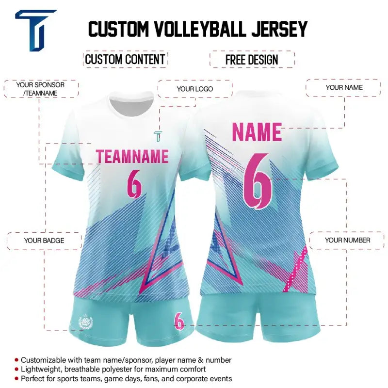 Custom Blue Gradient Stripes Women's Volleyball Jersey Set