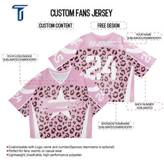 Custom Pink Leopard Oversized Football Jersey Street Fashion T-shirt