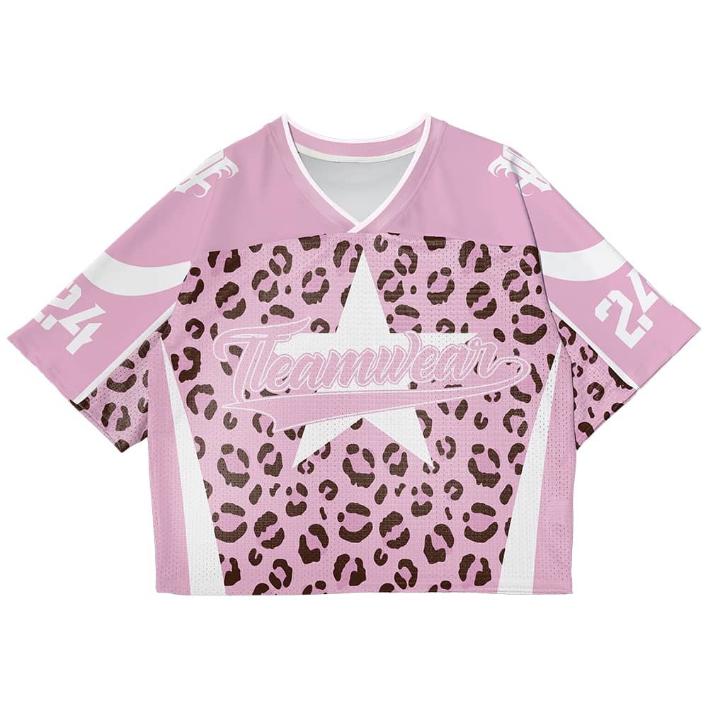 Custom Pink Leopard Oversized Football Jersey Street Fashion T-shirt