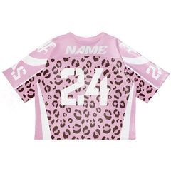 Custom Pink Leopard Oversized Football Jersey Street Fashion T-shirt